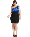 Dance the night away in Trixxi's one-shoulder plus size dress, accented by a beaded neckline.