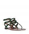 Opt for the iconic this season with Valentinos rockstud embellished sandals, guaranteed to give that covetable edge to your outfit - Green leather buckled straps adorned with platinum-toned rockstuds, powder leather footbed detail - Flat - Wear with everything from ankle jeans and tees to fun cocktail dresses