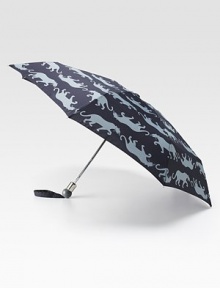 Stay dry and get wild with this fun printed style. Automatic open and close Open diameter, about 40½ Folded length, about 9¾ Polyester Imported 
