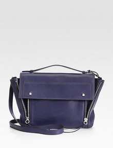 An impeccably structured flap-top design in vibrant matte leather, finished with expandable zip gussets and a convertible crossbody strap.Top handle, 3¼ dropAdjustable shoulder strap, 21¾-28½ dropFlap-snap closureOne inside zip pocketFully lined11½W X 8½H X 3DImported An impeccably structured flap-top design in vibrant matte leather, finished with expandable zip gussets and a convertible crossbody strap.Top handle, 3¼ dropAdjustable shoulder strap, 21¾-28½ dropFlap-snap closureOne inside zip pocketFully lined11½W X 8½H X 3DImported