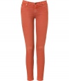 Colorful denim is the simplest way to make any ensemble stand out, especially when it looks as good as Seven for all Mankinds jean leggings - Curve-hugging, second skin fit in a soft, cotton stretch blend - On trend in an elegant rust orange hue - Medium low rise, with classic five pocket styling, button closure, zip fly and signature embroidery at rear - Pair with a light cashmere pullover, a tunic top or a silk blouse and ballet flats or low boots