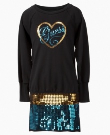 She'll be in the spotlight with this sparkly sequin shirt from Guess. She'll be in the spotlight with this sparkly sequin shirt from Guess.