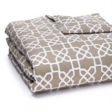 Inspired by old Indian woodblocks, this bedding collection from JR by John Robshaw features a bold, geometric pattern against a canvas of natural clay with hand-stitched trim. Inspired by old Indian woodblocks, this bedding collection from JR by John Robshaw features a bold, geometric pattern against a canvas of natural clay with hand-stitched trim.