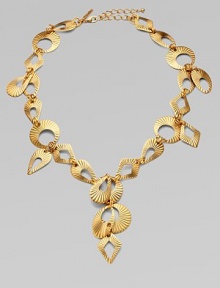 Textured links in various open shapes add interest to this sleek design. Brass and pewterLength, about 29½ adjustablePendant size, about 4½ Lobster clasp closureMade in USA Textured links in various open shapes add interest to this sleek design. Brass and pewterLength, about 29½ adjustablePendant size, about 4½ Lobster clasp closureMade in USA