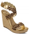 Lovely leopard is an excellent summer choice. Carlos by Carlos Santana's Mia platform sandals feature curvy, braided leopard-print straps that wrap around the ankle and a cool espadrille wedge.