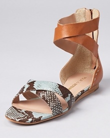 In luxe snake-embossed leather, Pour La Victoire's Fabia flats lend a rich look. Boasting a leather ankle wrap and low-cut sides, these sandals offer effortless summer sophistication. In luxe snake-embossed leather, Pour La Victoire's Fabia flats lend a rich look. Boasting a leather ankle wrap and low-cut sides, these sandals offer effortless summer sophistication.