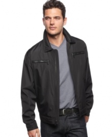 Suit up for the season with this lightweight jacket from Michael Kors. Suit up for the season with this lightweight jacket from Michael Kors.