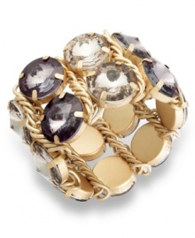 Accents featuring subtle tones set off this stretch bracelet from INC International Concepts. Crafted from 12k gold-plated mixed metal, the bracelet also features rope-like patterns for added texture. Approximate diameter: 7 inches.