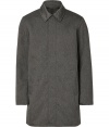 Give your outerwear wardrobe a sleek urban redux with Michael Kors charcoal herringbone coat - Classic collar, long sleeves, elbow patches, hidden front button panel, side slit pockets, straight fit - Pair with elegant suits and richly tinted scarves