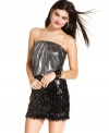 As U Wish designs a winning look for the girl with rocker edge. A metallic-print bodice and paillette-adorned skirt  equip this blouson dress with tons of attitude.