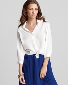 Aqua Blouse - Button Down Knot Front Aqua Blouse - Button Down Knot Front