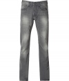 Stylish antique grey slim straight leg jeans - Add instant cool to your wardrobe with these on-trend jeans - Flattering slim cut with a fashionably distressed look - Pair with a cashmere pullover and a leather jacket - Style with a t-shirt, blazer, and boots