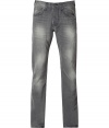 Stylish antique grey slim straight leg jeans - Add instant cool to your wardrobe with these on-trend jeans - Flattering slim cut with a fashionably distressed look - Pair with a cashmere pullover and a leather jacket - Style with a t-shirt, blazer, and boots