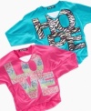 She can bring out her lovely personality with these dolman-sleeve graphic tees from Planet Gold.