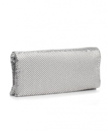 Find the silver lining to your evening look with La Regale's simple yet oh-so-chic Mesh clutch. Find the silver lining to your evening look with La Regale's simple yet oh-so-chic Mesh clutch.