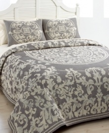 Inspired by antique textiles, the Chloe bedspread features gorgeous medallion and fleur-de-lis patterns in woven cotton jacquard. Inspired by antique textiles, the Chloe bedspread features gorgeous medallion and fleur-de-lis patterns in woven cotton jacquard.