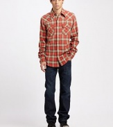 Heritage-inspired denim with modern characteristics, rendered in a deep rinse, classic straight-leg fit.Five-pocket styleButton flyInseam, about 32CottonMachine washImported