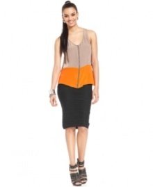 An allover wave texture adds dimension to this body-con Bar III pencil skirt -- perfect for balancing the season's boxy, loose tops! An allover wave texture adds dimension to this body-con Bar III pencil skirt -- perfect for balancing the season's boxy, loose tops!