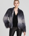 Ombré brings drama to this Rachel Zoe jacket in plush faux fur.