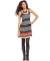 A mixed geometric print adds a modern edge to this flirty Bar III dress -- perfectly paired with tights and boots!