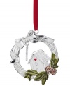 Recognize all the blessings in your life – and in your home! A wreath of silver plate with colored accents makes this annual ornament from Lenox a beautiful memento. With dated tag.