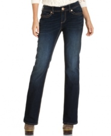 This petite Seven7 jeans are great for pulling together a classic look! An evergreen bootcut leg and dark, faded wash make it a closet staple. This petite Seven7 jeans are great for pulling together a classic look! An evergreen bootcut leg and dark, faded wash make it a closet staple.