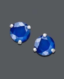 Add bright drops of color to freshen your look. Stud earrings feature round-cut sapphires (1-1/10 ct. t.w.) set in 14k white gold posts. Approximate diameter: 1/5 inch. Add bright drops of color to freshen your look. Stud earrings feature round-cut sapphires (1-1/10 ct. t.w.) set in 14k white gold posts. Approximate diameter: 1/5 inch.
