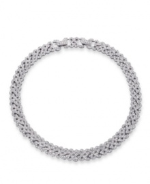 Go for full-fledged glamour with this crystal pave collar from Swarovski. Set in silver-plated mixed metal. Approximate length: 15 inches. Go for full-fledged glamour with this crystal pave collar from Swarovski. Set in silver-plated mixed metal. Approximate length: 15 inches.
