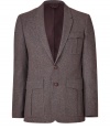 Detailed in a luxurious mix of wool and silk, Burberry Londons Shipton jacket is a must for timeless-classic looks - Micro peaked lapel, long sleeves, buttoned cuffs, pleated flap pockets, double buttoned front, back vent - Modern tailored fit - Team with slim cords or chinos, and colorful suede desert boots