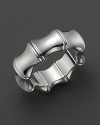 18K white gold mimics bamboo's natural beauty.