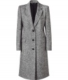 Luxurious coat in a fine virgin wool blend - Fashionable salt & pepper look - Classic single-breasted with three decorative buttons - Knee length - Slim fit and tailored - The details: long sleeves, slightly wider lapels, flap pockets - A classy, all-around talent you can combine many ways and will wear for years - Wear with a pencil skirt, jeans, straight cut trousers or, for evening, over a cocktail dress