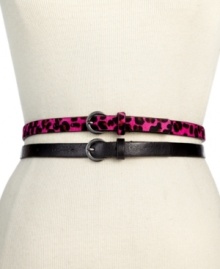 Opt for something fierce or femme fatal to finish your look with either a cheetah print or midnight black skinny belt from Steve Madden. Pair them with slim skirts or flirty frocks for instant attitude. Opt for something fierce or femme fatal to finish your look with either a cheetah print or midnight black skinny belt from Steve Madden. Pair them with slim skirts or flirty frocks for instant attitude.