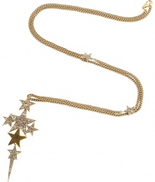 Give any ensemble a sprinkle of stylish whimsy with this star pendant necklace from Emilio Pucci - Multi-star pendant on a brass chain with star charm details - Perfect for a sleek cocktail sheath and platform pumps Give any ensemble a sprinkle of stylish whimsy with this star pendant necklace from Emilio Pucci - Multi-star pendant on a brass chain with star charm details - Perfect for a sleek cocktail sheath and platform pumps