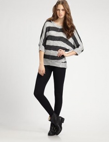 Body-hugging stretch knit, perfect for layering with a draped cardigan or tunic top.Mid-rise waist Slightly ruched hem Pull-on style 47% cotton/47% modal/6% spandex Machine wash Made in USA Body-hugging stretch knit, perfect for layering with a draped cardigan or tunic top.Mid-rise waist Slightly ruched hem Pull-on style 47% cotton/47% modal/6% spandex Machine wash Made in USA