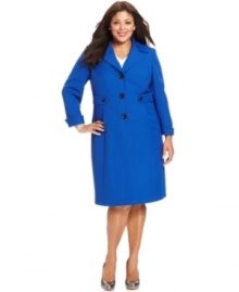 A chic combination for the office or any occasion, Evan Picone's plus size coat and coordinating skirt make a stylish and colorful statement.