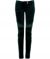 Rock n roll style goes ultra-luxe with these rich velvet skinnies from Balmain - Snap tab closure, belt loops, quilted panels at top, sides, knees, and back pockets, multiple side zip pockets, inside ankle zips - Skinny fit, biker-style - Wear with an oversized top, a cropped blazer, and platform heels