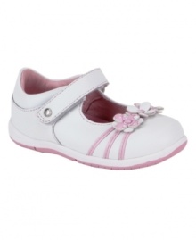 Take two steps forward in helping her stay comfortable and on her feet with these adorable Stride Rite shoes made with rounded edges to decrease falls. Take two steps forward in helping her stay comfortable and on her feet with these adorable Stride Rite shoes made with rounded edges to decrease falls.