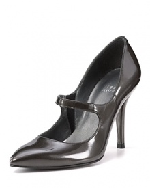 From the pointed toe to slim heel, these shining patent heels command attention. By Stuart Weitzman.