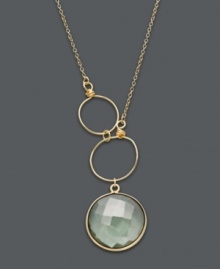 A style refreshment! Studio Silver's breezy necklace features a bubbly asymmetrical design highlighting a faceted green glass drop and interlocking links. Crafted in 18k gold over sterling silver. Approximate length: 16 inches. Approximate drop: 2 inches. A style refreshment! Studio Silver's breezy necklace features a bubbly asymmetrical design highlighting a faceted green glass drop and interlocking links. Crafted in 18k gold over sterling silver. Approximate length: 16 inches. Approximate drop: 2 inches.