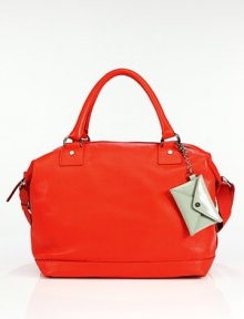 Sumptuously smooth leather in a structured silhouette, adorned with a removable patent leather pouch key-chain.Double top handles, 5½ dropShoulder strap, 9 dropTop zip closureOne inside zip pocketThree inside open pocketsCotton lining14W X 10H X 7DImported Sumptuously smooth leather in a structured silhouette, adorned with a removable patent leather pouch key-chain.Double top handles, 5½ dropShoulder strap, 9 dropTop zip closureOne inside zip pocketThree inside open pocketsCotton lining14W X 10H X 7DImported