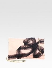 A feminine point d'esprit bow accents this lightweight nylon design.Chain shoulder strap, 24½ dropMagnetic snap flap closureOne inside zip pocketCotton lining11W X 8H X 1DMade in Italy A feminine point d'esprit bow accents this lightweight nylon design.Chain shoulder strap, 24½ dropMagnetic snap flap closureOne inside zip pocketCotton lining11W X 8H X 1DMade in Italy