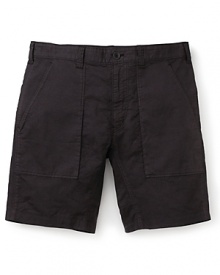 Theory gives classic cargo shorts a modern lightweight update in breezy black linen.