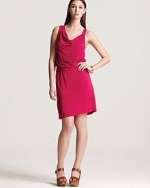 Brighten up in a sleeveless Theory dress featuring an elegant cowl neckline and draped bodice. Team with a blazer for workweek smart, or go solo with wedges for weekend chic. Brighten up in a sleeveless Theory dress featuring an elegant cowl neckline and draped bodice. Team with a blazer for workweek smart, or go solo with wedges for weekend chic.
