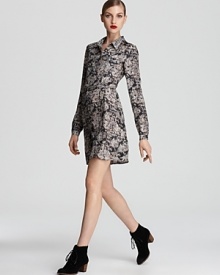 The exotic snake print of this Theory dress offsets its timeless silhouette for a clever play in contrasts.