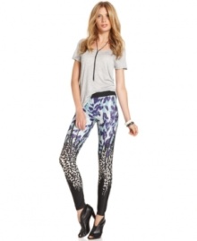 Contrast animal prints makes a statement on these Petticoat Alley leggings -- a hot fall style! Contrast animal prints makes a statement on these Petticoat Alley leggings -- a hot fall style!