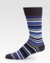 Masculine, multicolored stripes adorn this wardrobe essential shaped in a soft Italian cotton blend.Mid-calf height80% cotton/20% polyamide Machine washImported of Italian fabric