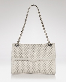 Gleaming studs pour over quilted leather on this edgy chain strap shoulder bag from Rebecca Minkoff. Gleaming studs pour over quilted leather on this edgy chain strap shoulder bag from Rebecca Minkoff.