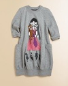 Classic Miss Marc with funny cats is adorned on the front and back of this sporty, versatile design. CrewneckLong sleevesBanded trim around neckline, cuffs and hemDual large open pocketsGathered yoke at bottom60% cotton/40% polyesterMachine washImported