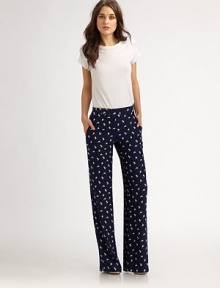 An elegant print flocks this shapely, wide-leg silhouette cut from delicate silk.Wide waist with elastic backFlat frontWide legBack welt pocketsRise, about 10Inseam, about 37SilkDry cleanImportedModel shown is 5'10 (177cm) wearing US size 4. An elegant print flocks this shapely, wide-leg silhouette cut from delicate silk.Wide waist with elastic backFlat frontWide legBack welt pocketsRise, about 10Inseam, about 37SilkDry cleanImportedModel shown is 5'10 (177cm) wearing US size 4.