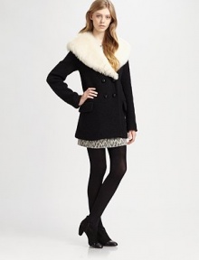 Double-breasted coat of lavish boucle wool has a plush, Italian lamb fur collar and oversized front flap pockets. Lamb fur shawl collarDouble-breasted button frontLong sleevesFront flap pocketsFully linedAbout 31 from shoulder to hem92% wool/8% nylonDry clean with fur specialistMade in USA of imported fabricFur origin: ItalyModel shown is 5'9½ (176cm) wearing US size Small.This style runs true to size. Double-breasted coat of lavish boucle wool has a plush, Italian lamb fur collar and oversized front flap pockets. Lamb fur shawl collarDouble-breasted button frontLong sleevesFront flap pocketsFully linedAbout 31 from shoulder to hem92% wool/8% nylonDry clean with fur specialistMade in USA of imported fabricFur origin: ItalyModel shown is 5'9½ (176cm) wearing US size Small.This style runs true to size.